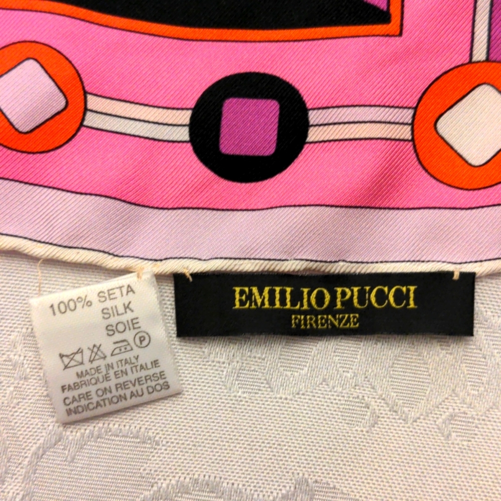 Emilio Pucci pink silk printed scarf